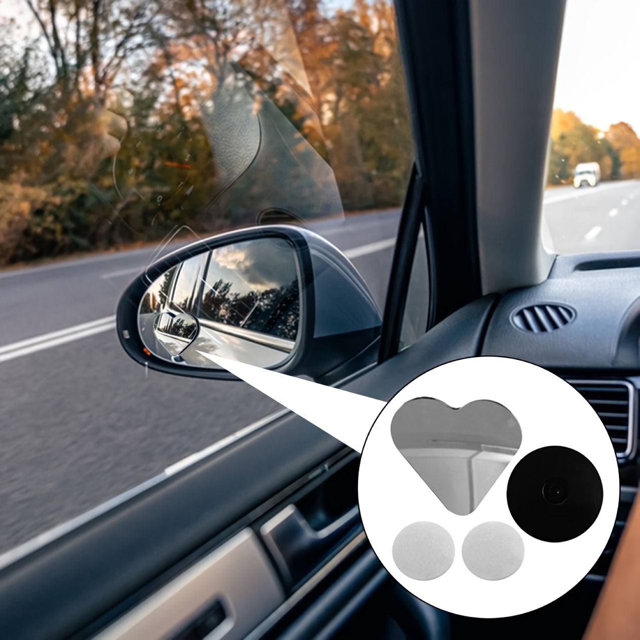 Pair Heart-Shaped Car Blind Spot Mirrors 360° Wide Angle Convex Rearview