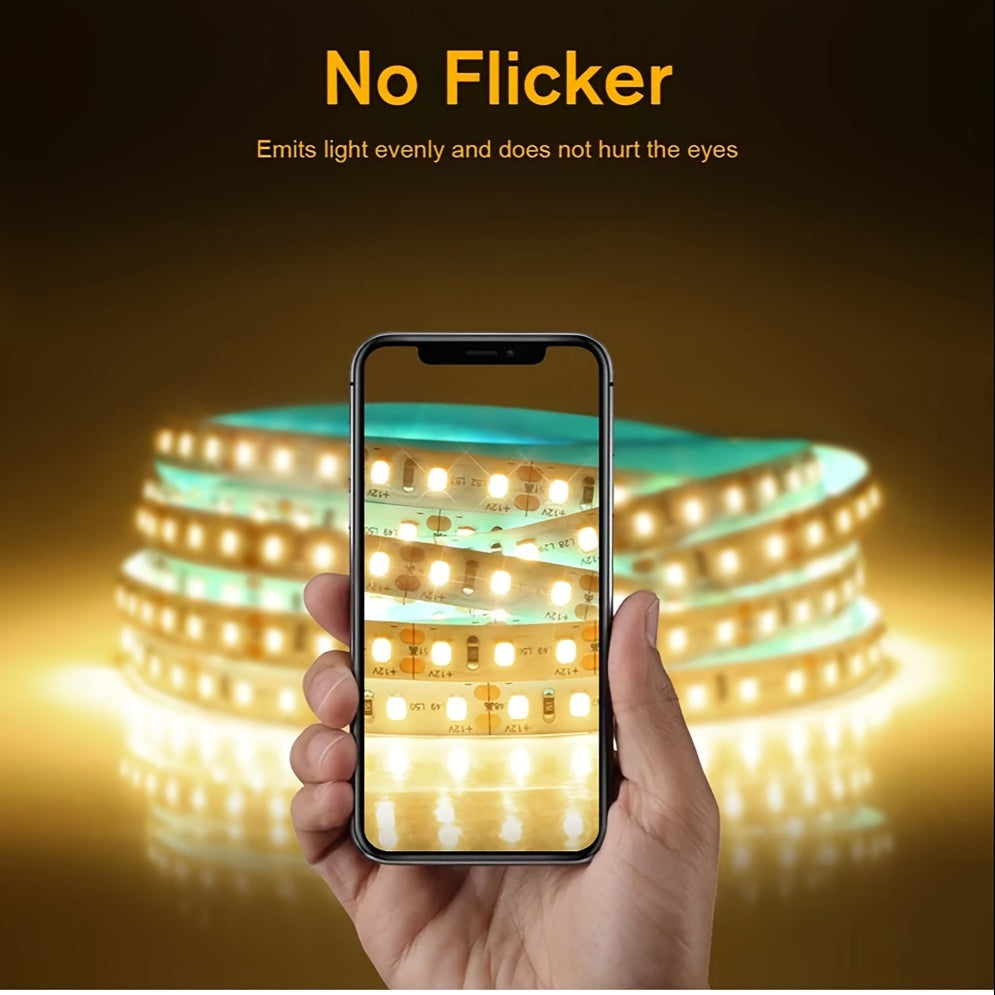 12V LED chiroq chiziq 5m moslashuvchan SMD 2835 120 LED/meter ichki bezak uchun oq