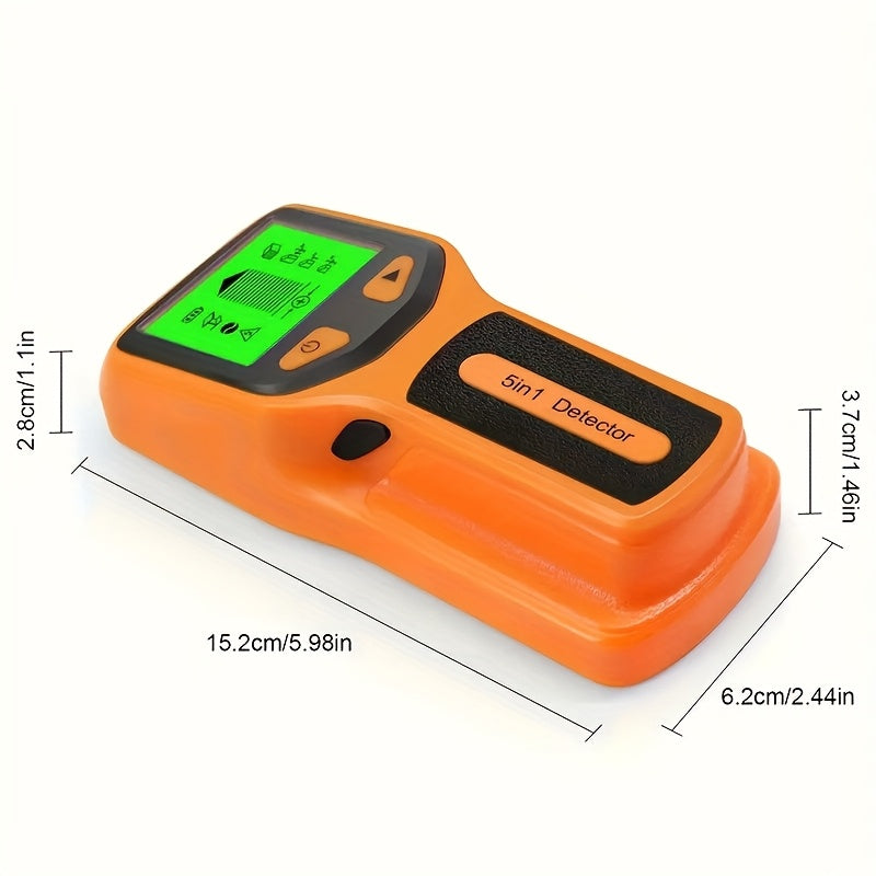 5-in-1 Stud Finder Wall Scanner Detects Wood Metal AC Wires Backlit Display Battery Operated
