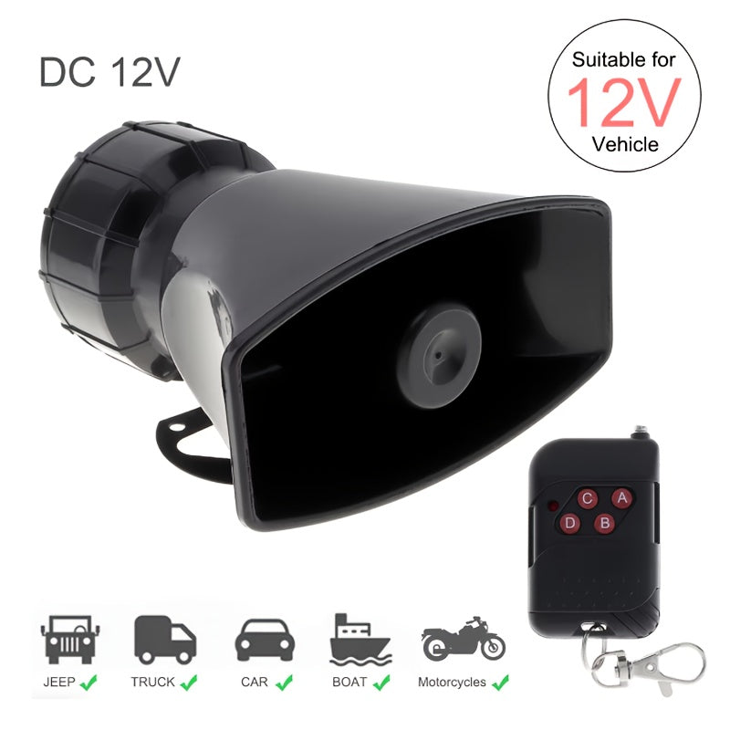 12V Wireless Car Horn with Multi-Tone Siren Matte Finish for Trucks Cars Motorcycles Boats