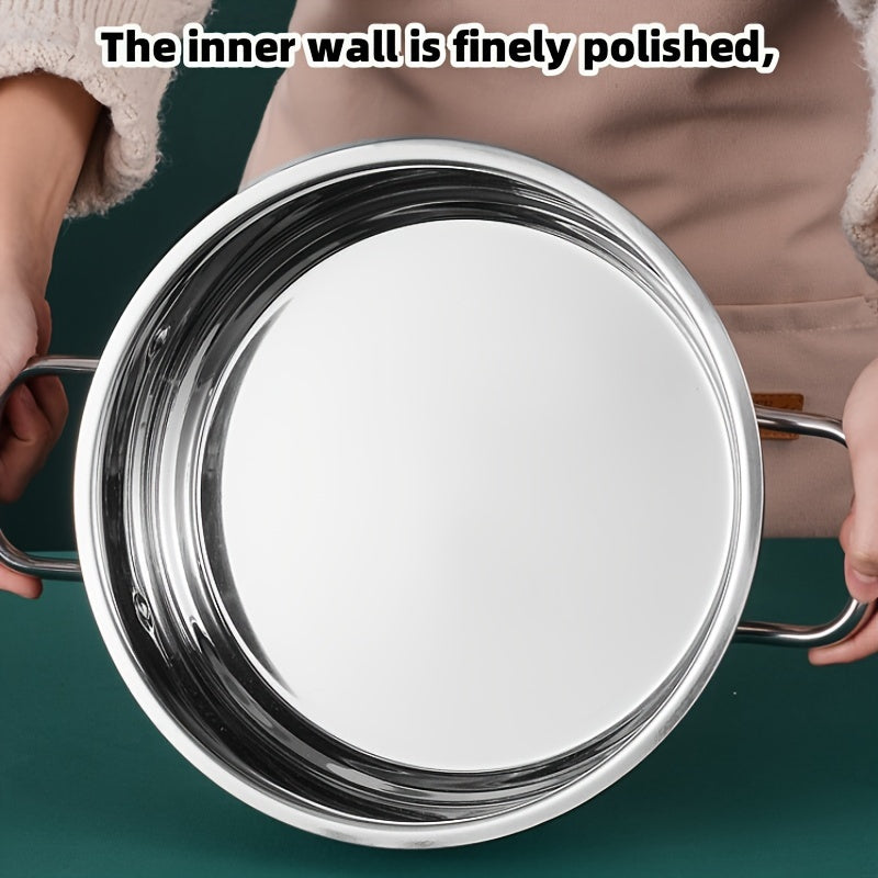 Stainless Steel Soup Pot 10 Inch with Lid and Dual Handles for Broth and Cooking