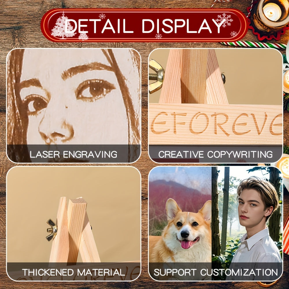 Handcrafted Wooden Christmas Tree Ornament with Photo Frame Personalized Holiday Decoration