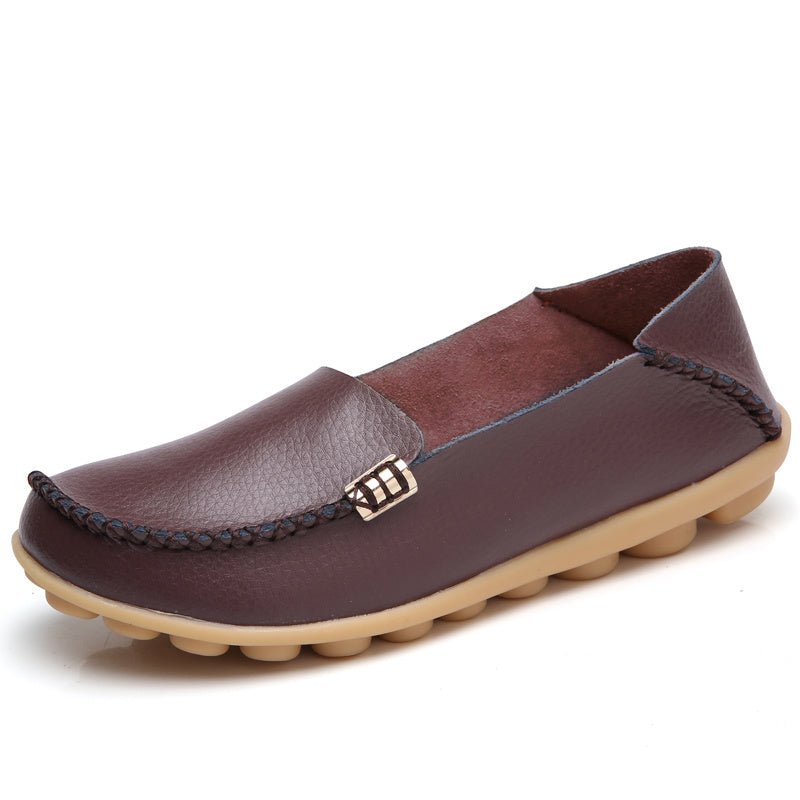Women's Soft Leather Moccasin Shoes Lightweight Penny Loafers Solid Casual