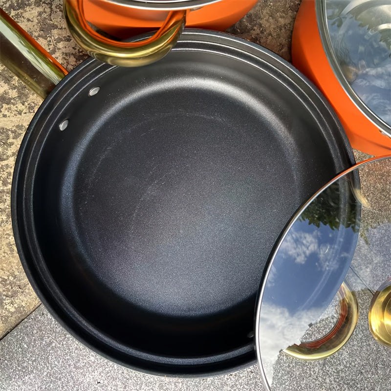 12-шт. набор кухонной посуды UAO из нержавеющей стали с индукционными кастрюлями и крышками. Включает многофункциональную кастрюлю для приготовления здоровых супов, пасты и морепродуктов. Идеальный подарок на новоселье или Рождество для дома и ресторанов.