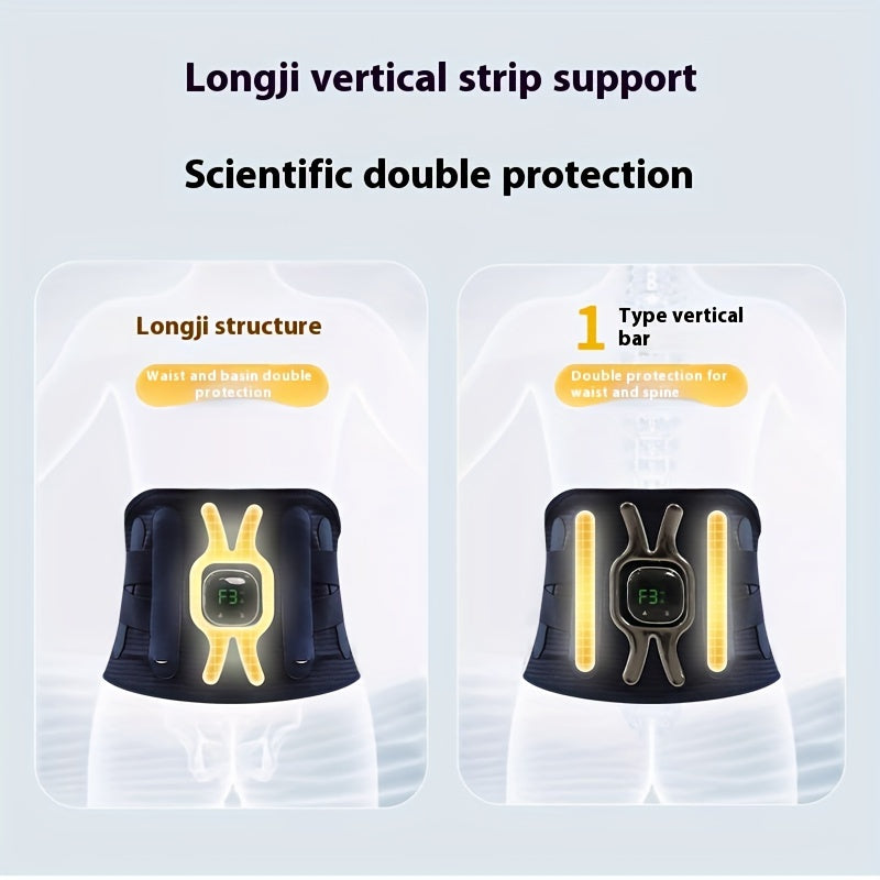 USB Rechargeable Dual Motor Lumbar Massager with Heat Adjustable Intensity 3 Temperature Settings Full Body Detachable Massage Device