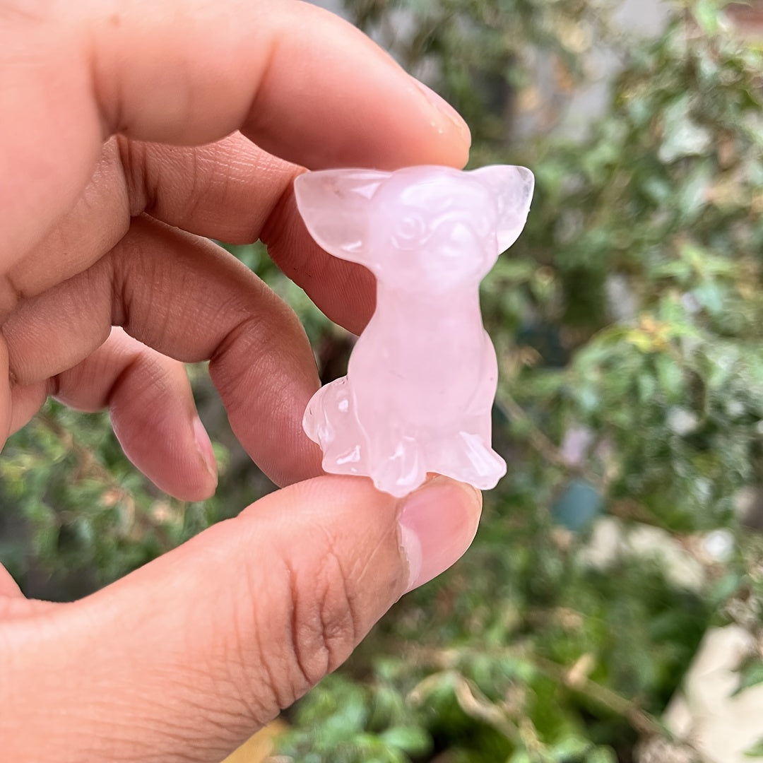 Crystal Chihuahua Dog Carving Natural Crystal Home Decor Office Decor Gift