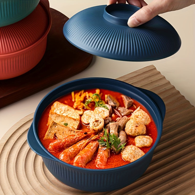 Large Capacity Plastic Food Storage Bowls Set with Lids and Spoons for Soup and Noodles