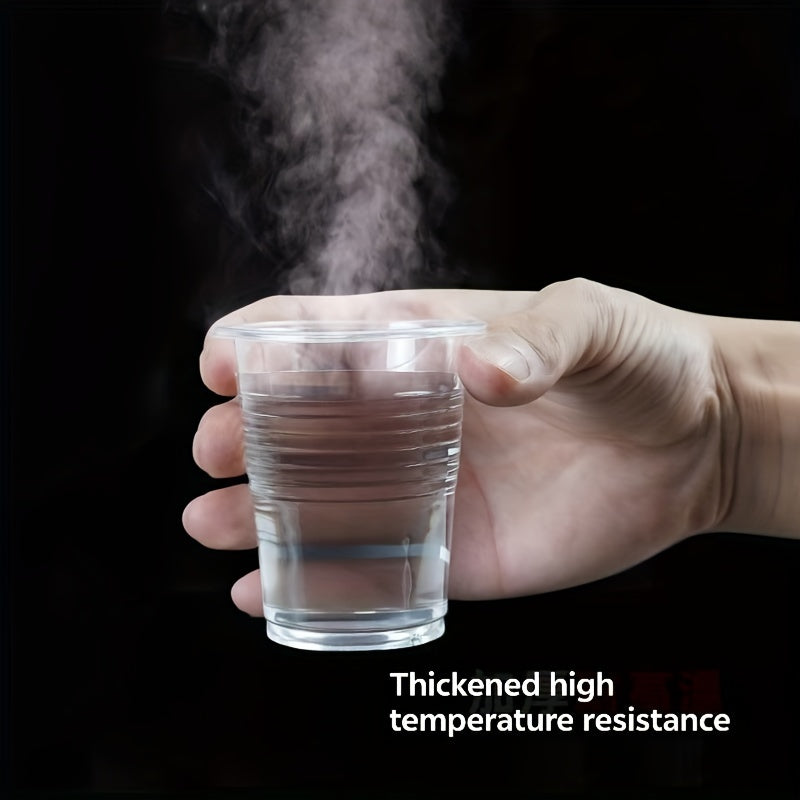 100 dona ClearCup bir martalik plastik stakan, sig‘imi 130 ml, BPA siz, izolyatsiyalangan, faqat qo‘lda yuviladi. Partiyalar, pikniklar va uy yig'ilishlari uchun ajoyib.