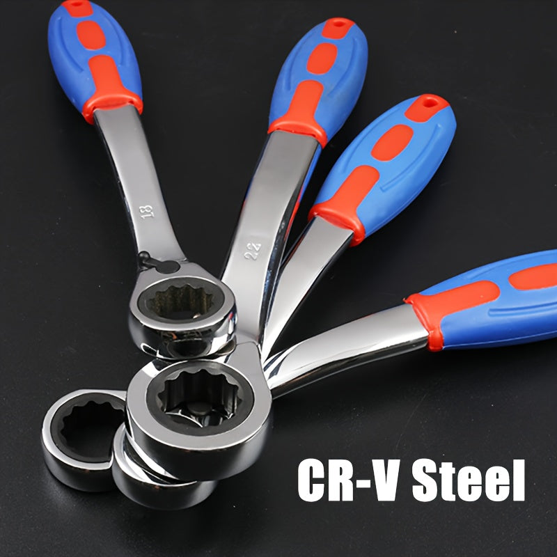 Universal Ratchet Wrench Set 7pcs 8-19mm Metal Auto Repair Tool