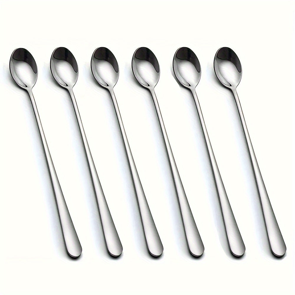 Stainless Steel Spoons Set 2/4/6 Pcs Long Handle for Coffee Dessert Iced Tea