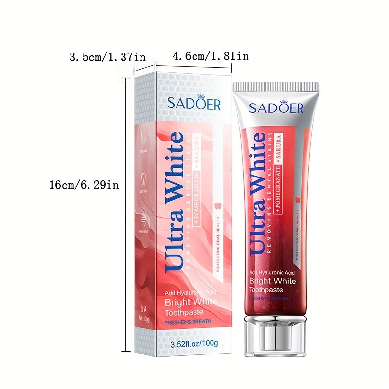 Whitening Toothpaste for Adults Floral Pomegranate Sakura Fresh Breath Fluoride-Free