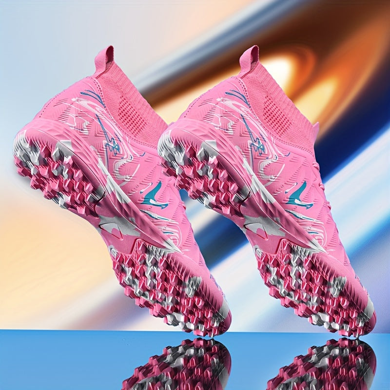 Men's Soccer Cleats Lace Closure PU Upper Rubber Sole All-Season Sports Shoes