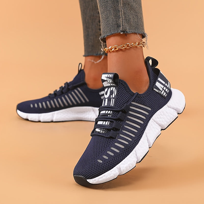 Ayollar uchun nafas oladigan knit platform sportkenglari, kundalik bog‘lamali tashqi poyabzal, kattaroq o‘lcham