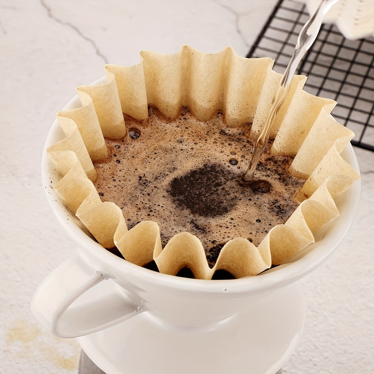 50 piezas de papel filtro para taza de café para uso doméstico, filtro de mano, diseño de encaje, 5.51cm por 4.5cm