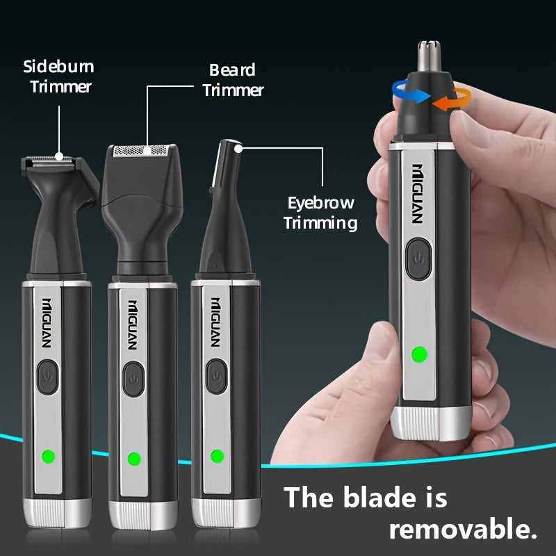 Мужской USB-заряжаемый 4-в-1 набор для ухода за носом, ушами, бородой и бровями
