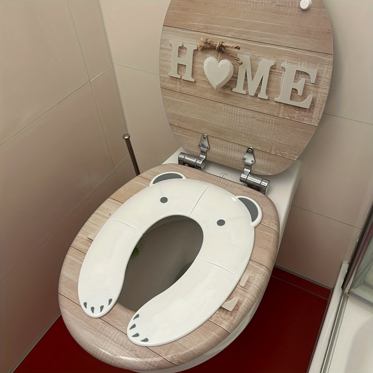 Children's Folding Travel Toilet Seat for Toddlers with Non-Slip Silicone and Built-In Buckle