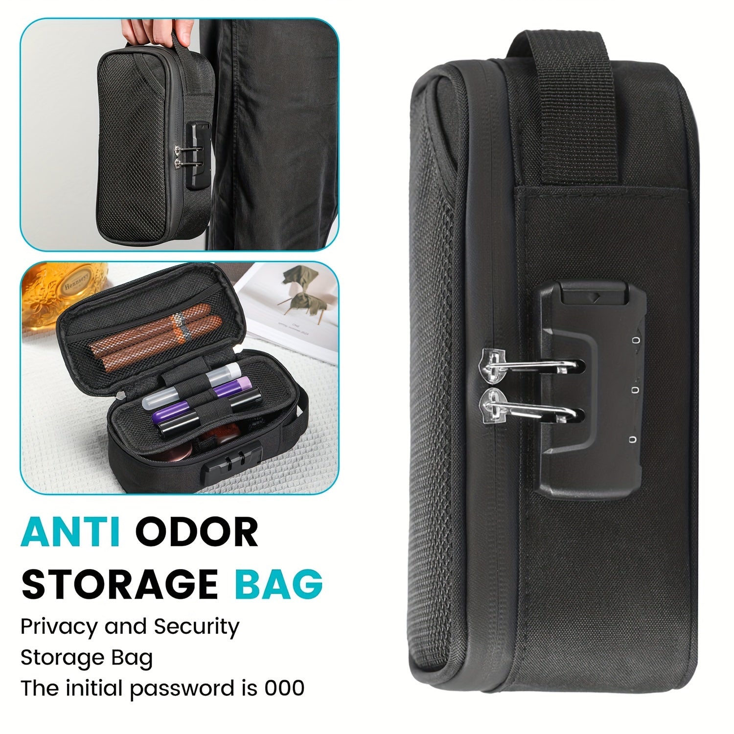 Uniseks saqlash qutisi parol bilan qulflanadigan, bardoshli sayohat tashkilotchisi, qora, 2 dona