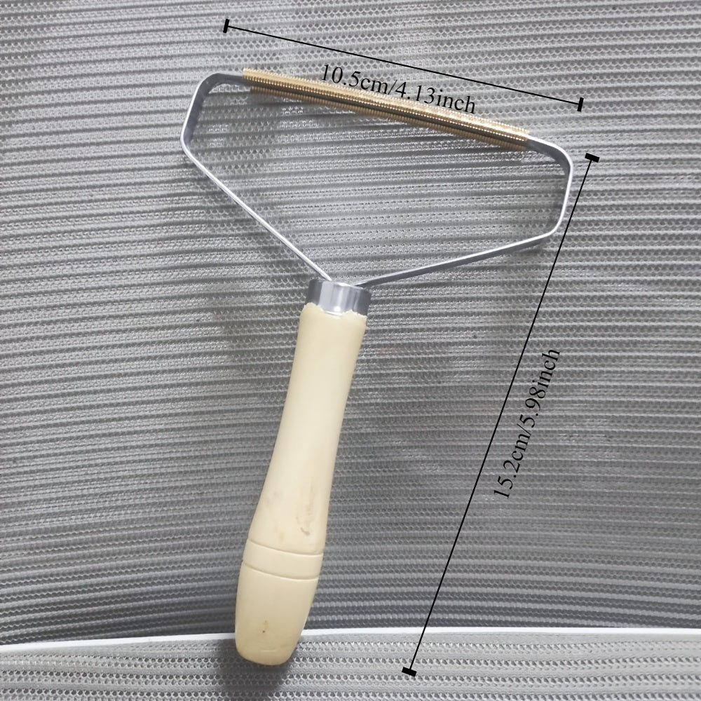 Удалитель ворса для волос и одежды с деревянной ручкой, двусторонний инструмент из нержавеющей стали