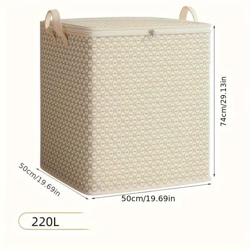 Large Plaid Storage Box with Handles and Double Zippers for Clothing Bedding and Moving