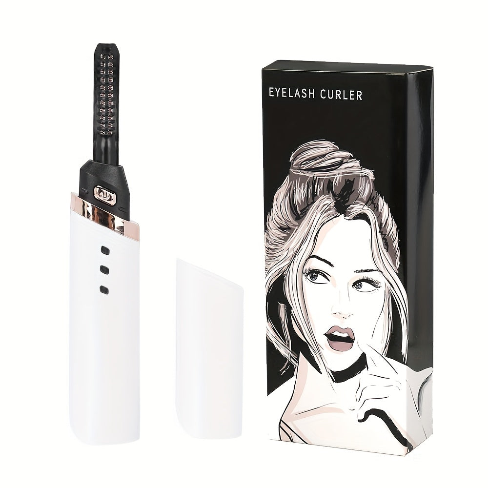 USB orqali zaryadlanadigan isitiladigan kirpik buruvchi, 3 ta isitish sozlamasi bilan - Ayollar uchun elektr kirpik buruvchi asbob, oson permalash, 280mAh batareya, qora/oltin, kirpik permalash asboblari