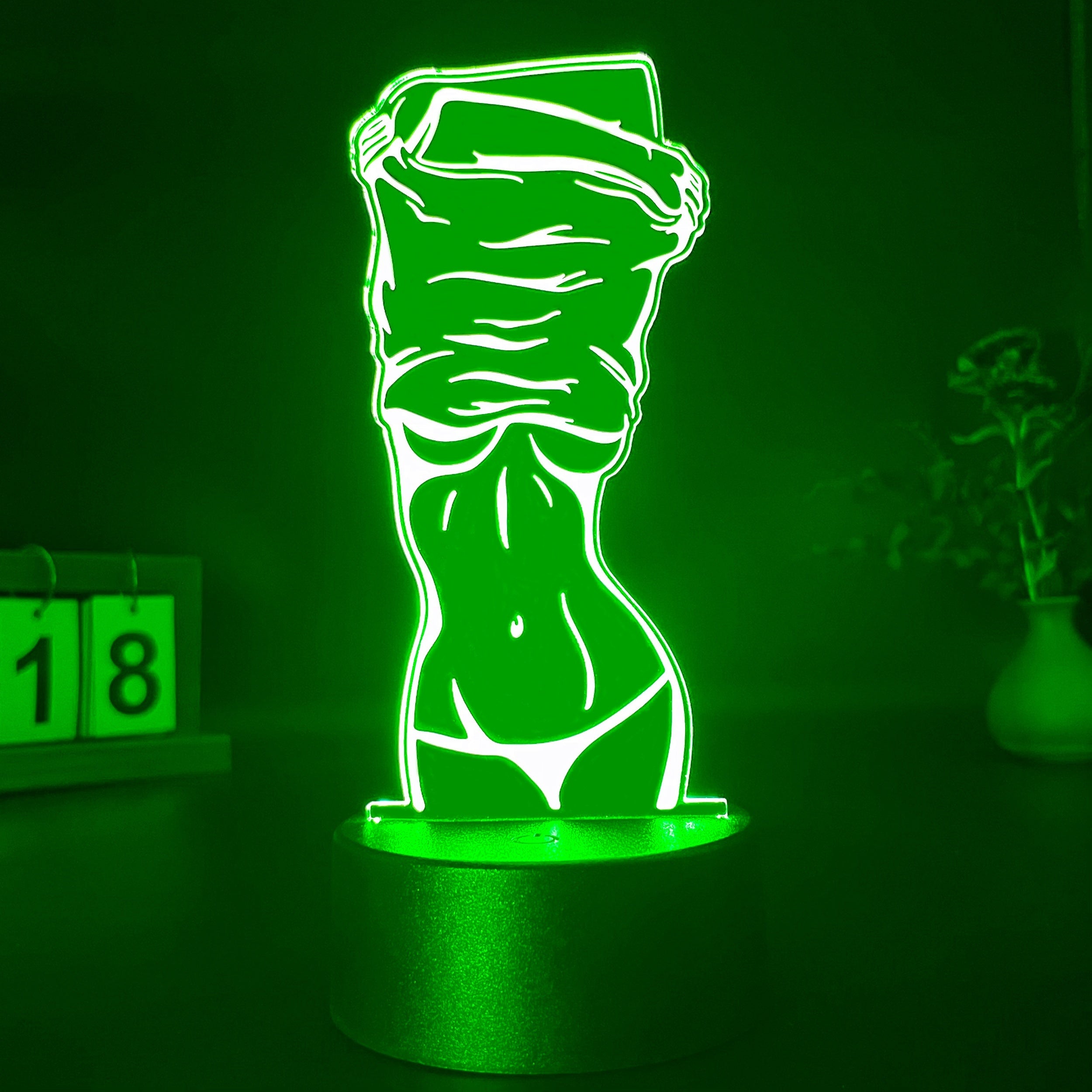 3D Illusion Night Light with Sexy Lady Design Touch Control USB Desk Lamp for Bedroom Decor