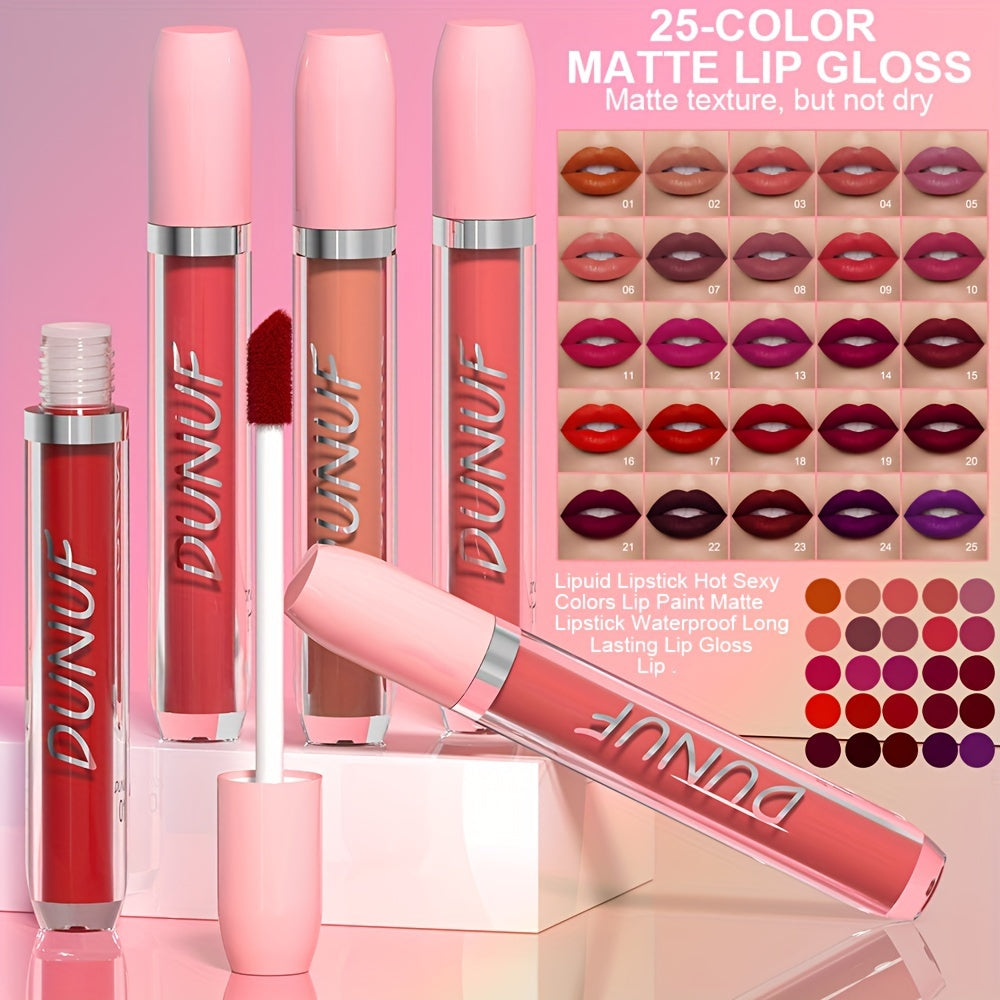 Set de labiales mate para mujer, 25 colores, a prueba de agua, de larga duración, tonos rojos