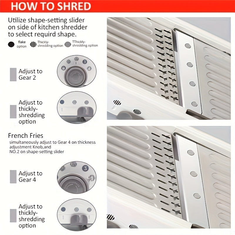 Professional darajadagi zanglamaydigan po'lat mandolin bo'laklagich, 18 xil o'lchamga sozlanishi mumkin, piyoz va kartoshka kabi sabzavotlarni bo'laklash uchun ideal. Xavfsiz va oson ishlatiladigan, bu oshxona aksessuari har qanday oshpaz uchun zarur.