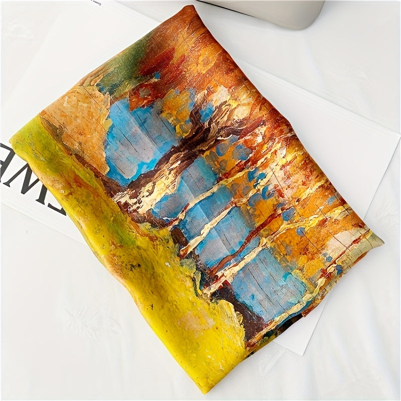Unisex Shawl Scarf with Printed Landscape Design UV Protection Perfect Gift