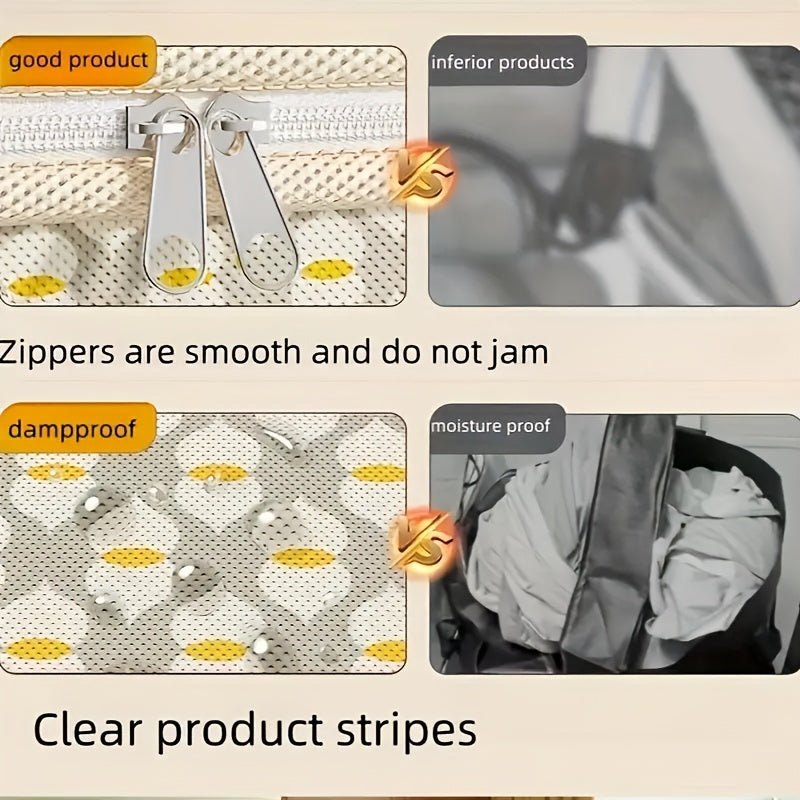 Large Plaid Storage Box with Handles and Double Zippers for Clothing Bedding and Moving