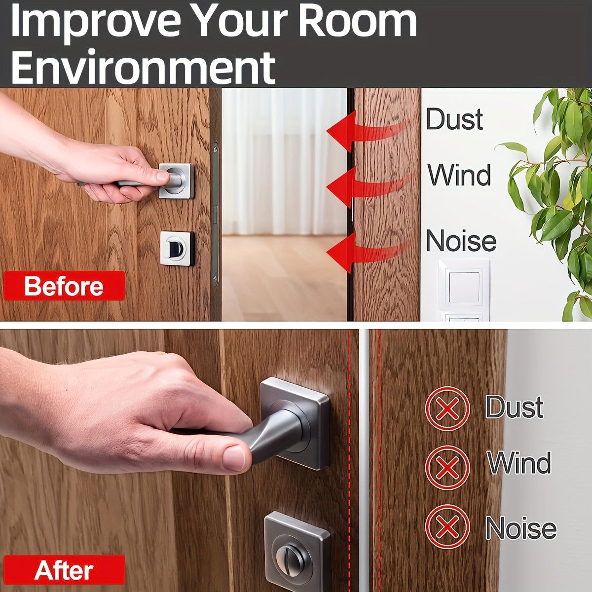 Multi-Use Rubber Door Seal Strip Weatherproof Soundproof Self-Adhesive Insulation