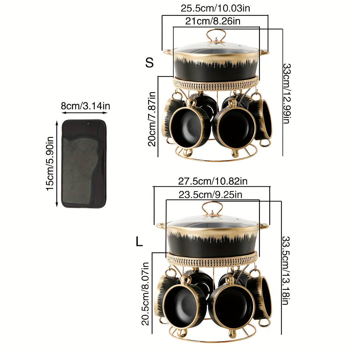 7-Piece Ceramic Soup Tureen Set with Lid for Home Kitchen