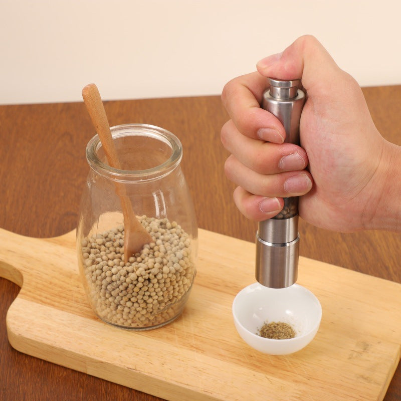 Stainless Steel Salt and Pepper Grinder with Thumb Pump Design for Kitchen Use