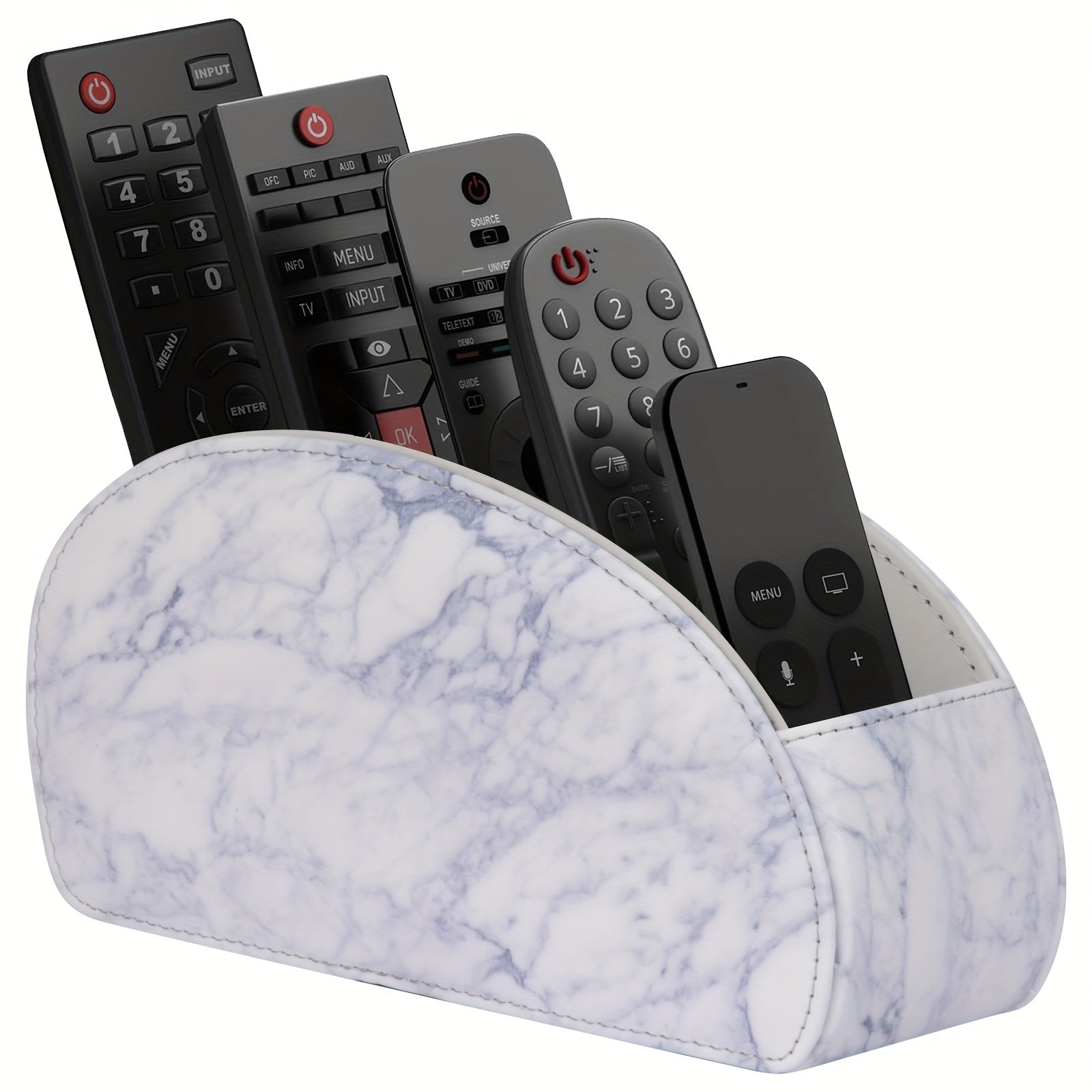 Organizador de control remoto de cuero PU con 5 compartimentos para almacenamiento en escritorio