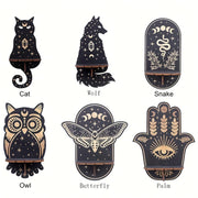 1 шт. Рустикальная деревянная полка для кристаллов с дизайном животных и бабочек, настенное художественное оформление для кристаллов и свечей