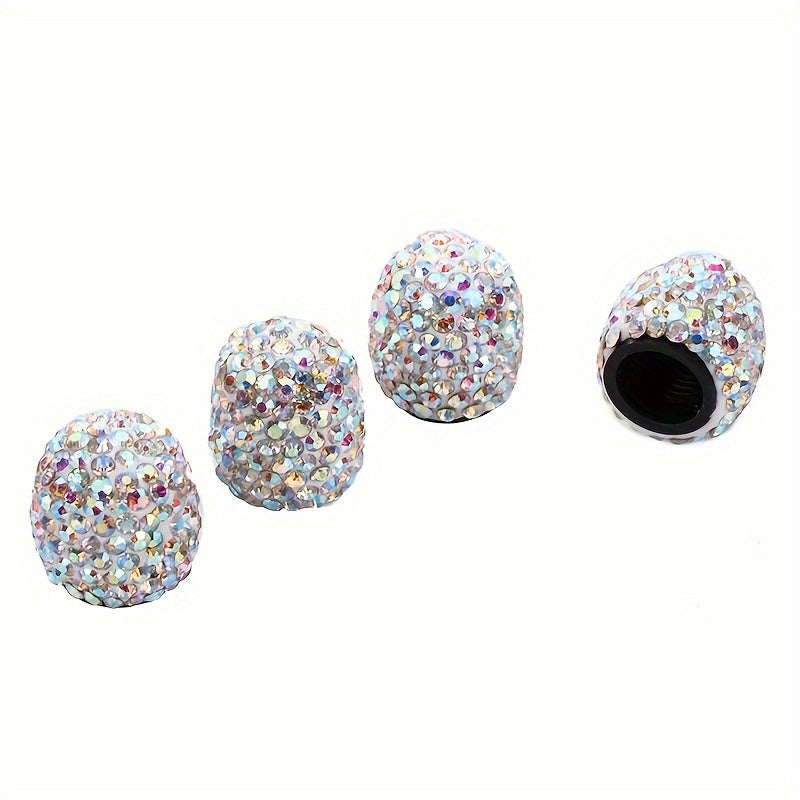 Avtomobil shinalari ventili qopqog'i, Kristal Bling, changga qarshi, g'ildirak qopqog'i, 4 ta paket