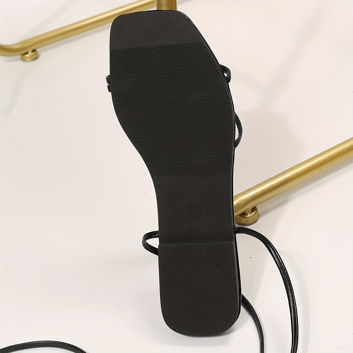 Women Flat Sandals Roman Style Open Toe Lace-Up Faux Leather Summer