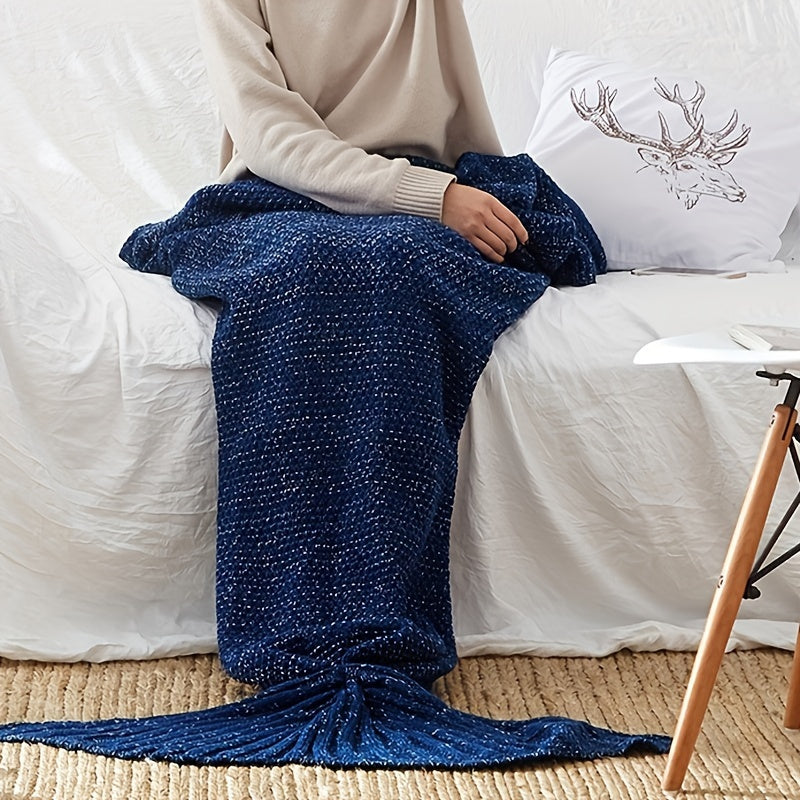 Mermaid Tail Blanket Crochet Cozy Lounge Sleep Gift for Women