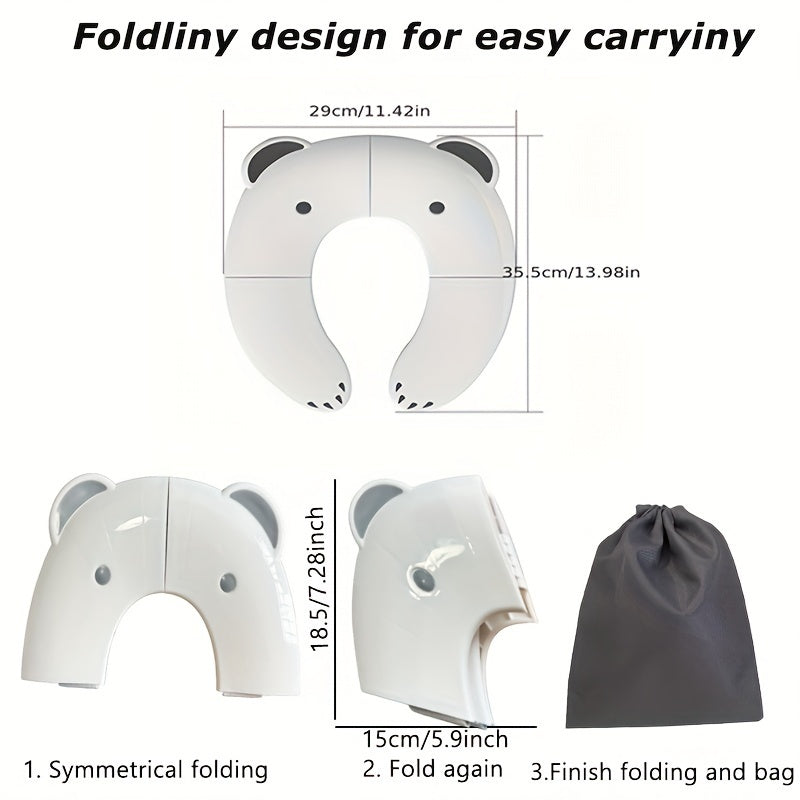 Children's Folding Travel Toilet Seat for Toddlers with Non-Slip Silicone and Built-In Buckle