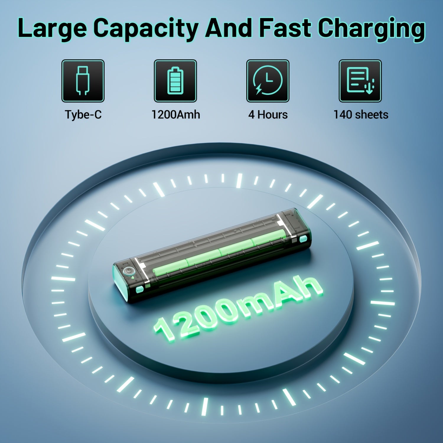 Portable Wireless Thermal Printer for Android iOS and Laptop US Letter Size