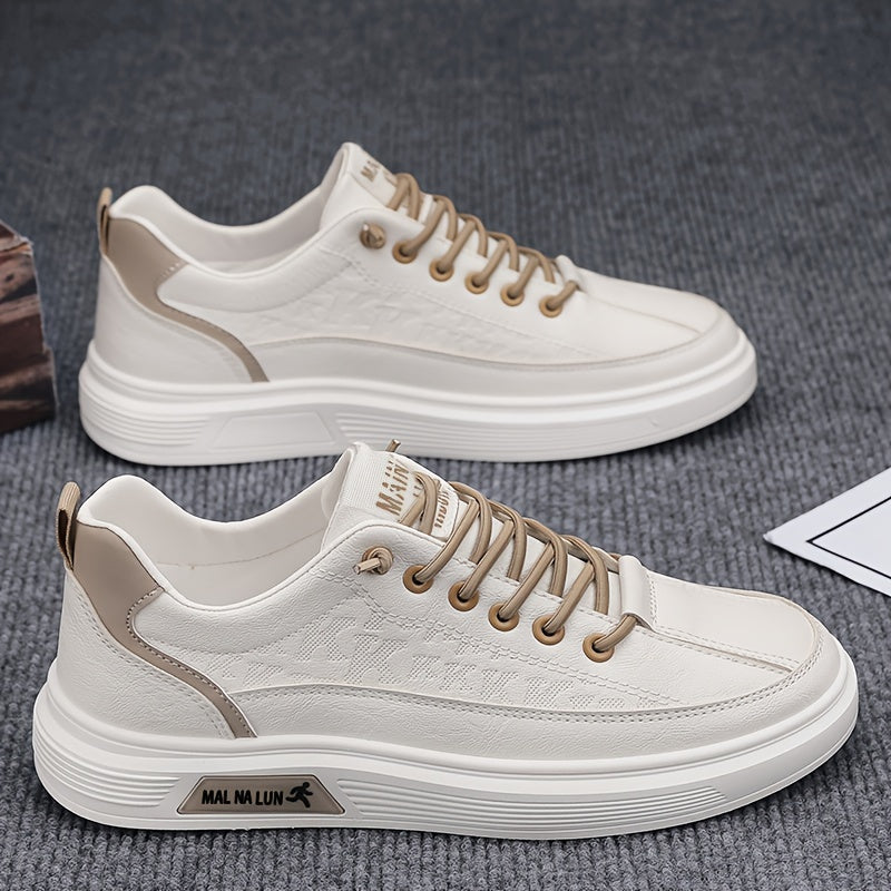 Men's White Casual Skateboard Sneakers for Sports and College Wear