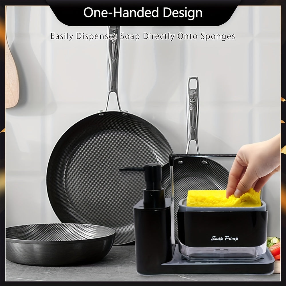 Set de dispensador de jabón de manos y platos con soporte para esponja y bandeja para organizador de fregadero de cocina