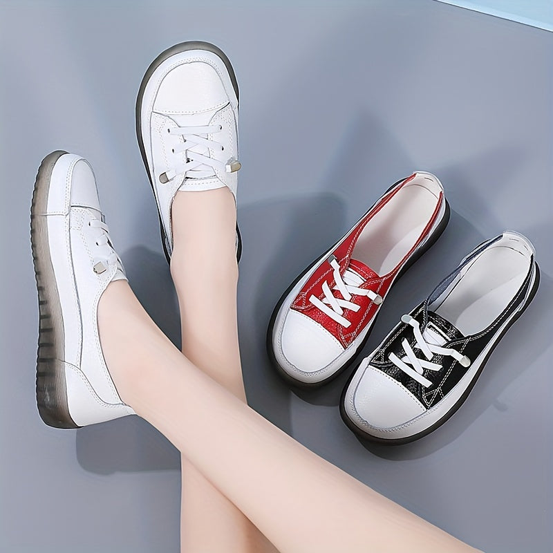 Women's Synthetic Sports Shoes, Casual All-Season, Non-Slip, White Red Black