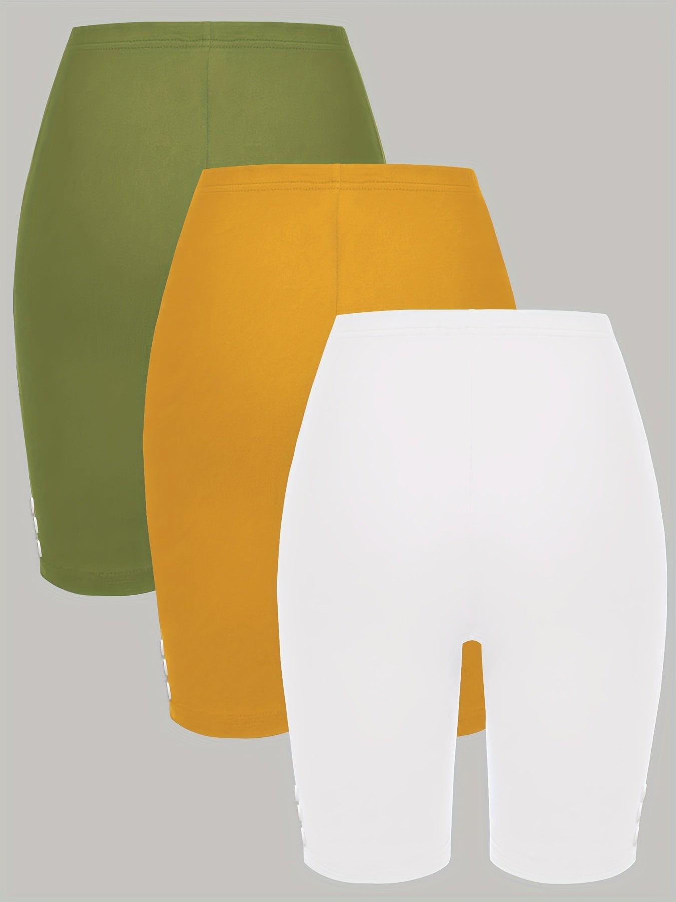 Conjunto de pantalones cortos de alta elasticidad para mujer con detalle de botón para entrenamiento y uso casual