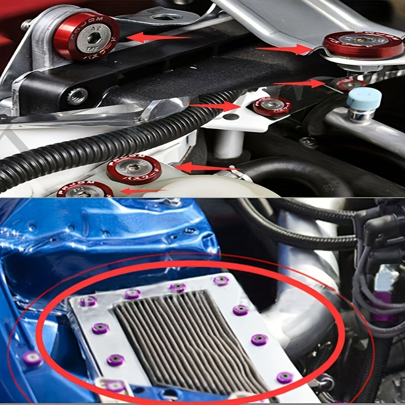 40 dona Alyuminiy M6x20 Avtomobil qopqog'i vintlari, ko'p rangli fastenerlar, avtomobilni modifikatsiya qilish uchun