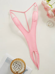 Women's Black Lace Bodysuit with Long Sleeves and V-Neck