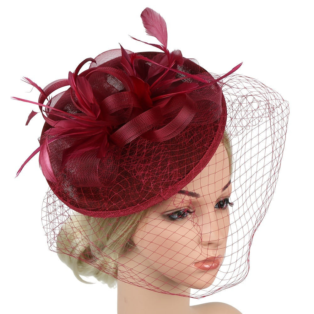 Women's Faux Feather Fascinator Hat with Veil for Parties and Special Occasions