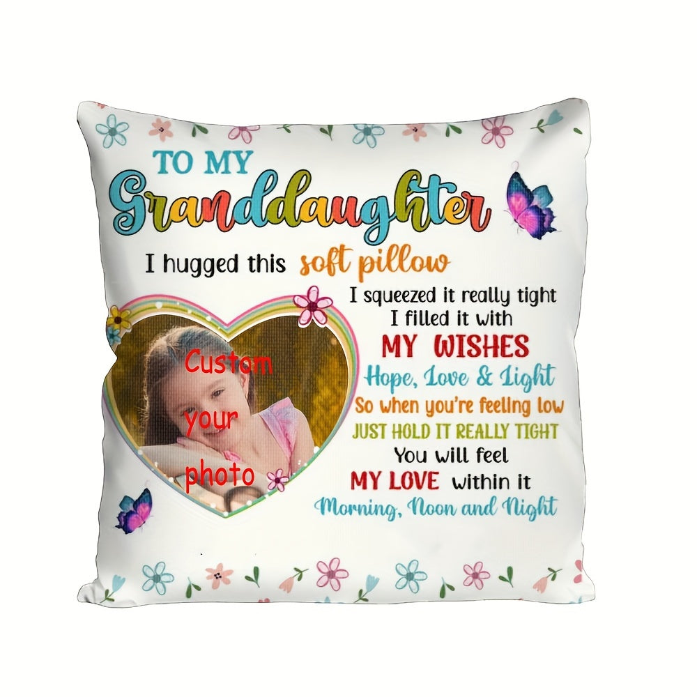 Custom Photo Pillow Cover for Granddaughter 45.72cm Soft Single-Sided Gift