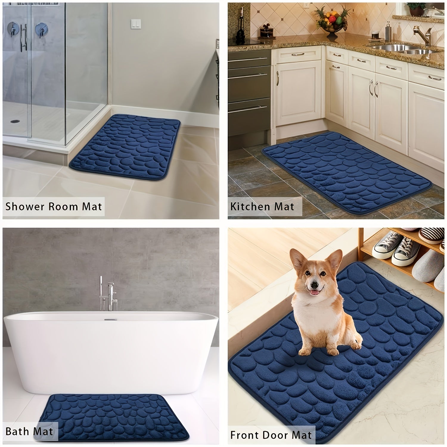 Memory Cotton Bathroom Floor Mat Water Absorbent Non-Slip Doorstep Carpet