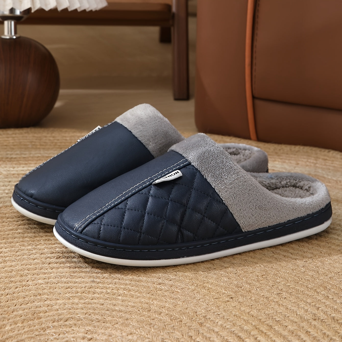 Ayollar uchun vintage slip-on shippaklar, mo'ynali ichki qavatli uy poyabzali