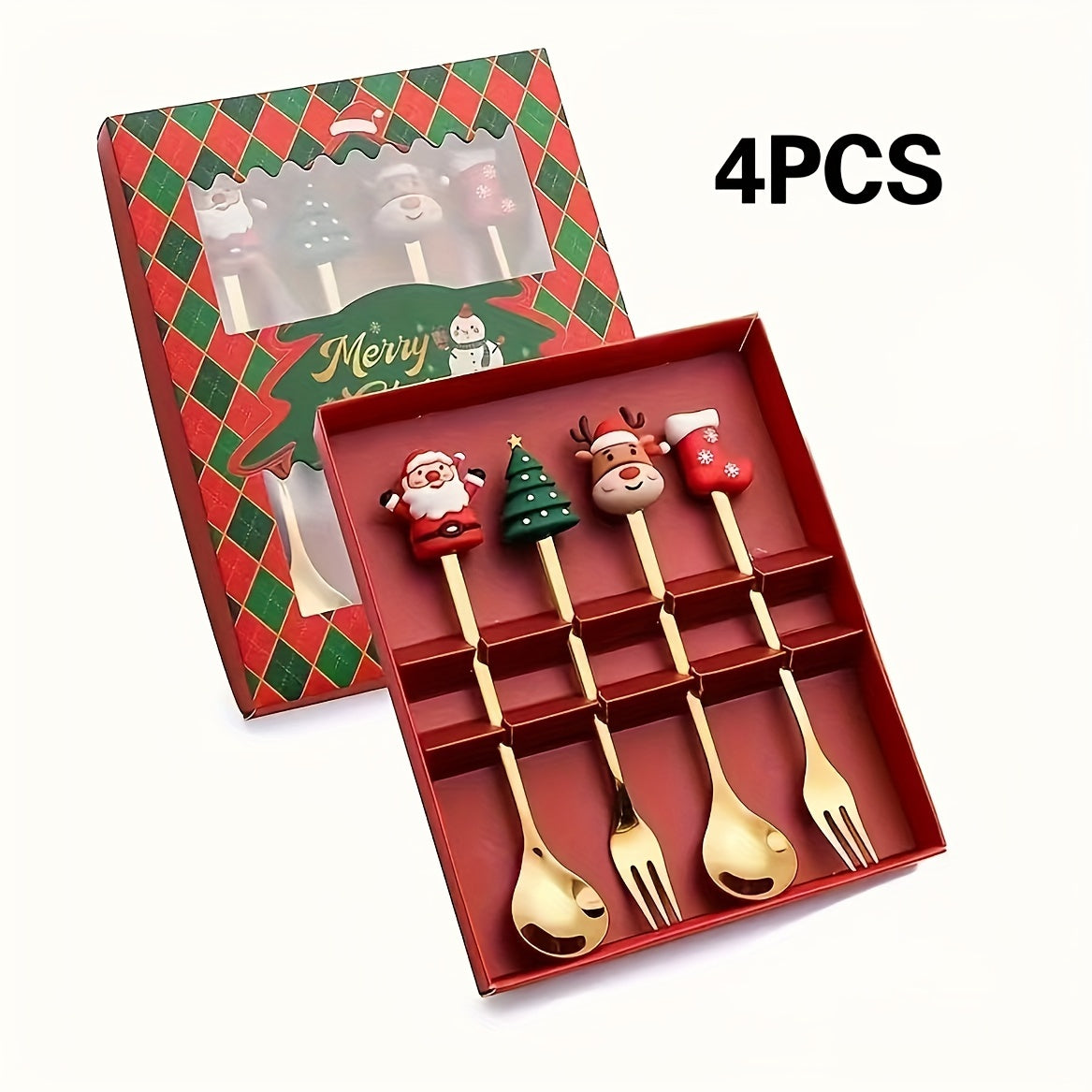 Set of 4/6 Stainless Steel Spoons with Cartoon Figurines for Holidays and Daily Use